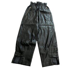 REPELLER Seoul Faux Leather Paperbag Pants in Black